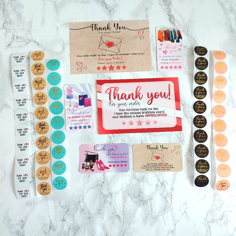 50 Thank You Cards & 50 Stickers